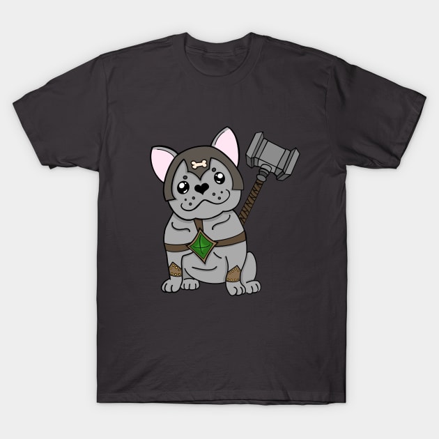 Frenchie Fighter | Barbarian | French Bulldog | Fantasy Art | DND Dogs T-Shirt by Roll 4 Cuteness 